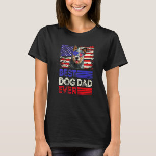 Mens Best Australian Cattle Dad Ever American Flag T-Shirt