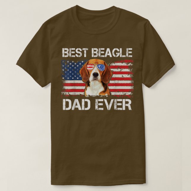 Mens Best Beagle Dad Ever American Flag Fathers Da T-Shirt (Design Front)