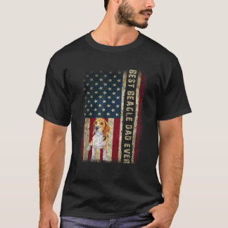 Mens Best Beagle Dad Ever Dog Lover American Flag  T-Shirt