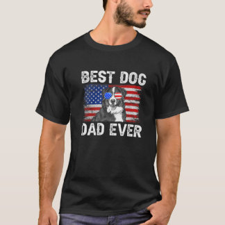 Mens Best Bernese Mountain Dad Ever American Flag T-Shirt