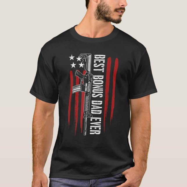 Mens Best Bonus Dad Ever Gun Rights Ar 15 American T-Shirt (Front)