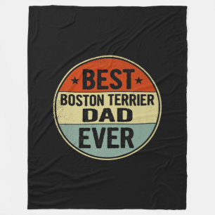 Mens Best Boston Terrier Dad Ever Retro Style Cool Fleece Blanket