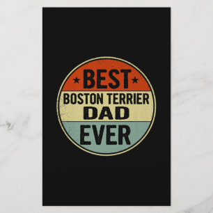 Mens Best Boston Terrier Dad Ever Retro Style Cool Stationery