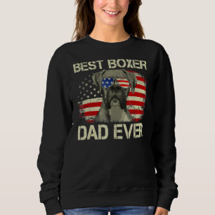 Mens Best Boxer Dad Ever  Dog  American Flag Sweatshirt