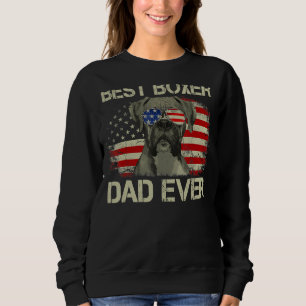 Mens Best Boxer Dad Ever Dog American Flag Sweatshirt