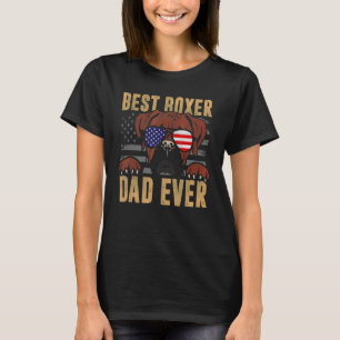 Mens Best Boxer Dad Ever Dog American Flag T-Shirt