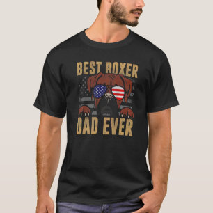 Mens Best Boxer Dad Ever  Dog  American Flag T-Shirt