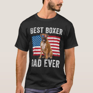 Mens Best Boxer Dad Ever USA American Flag Dog Lov T-Shirt