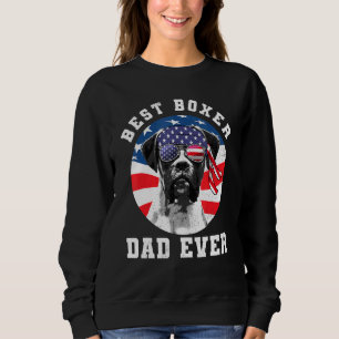 Mens Best Boxer Dog Dad Ever Dog American Flag Sweatshirt