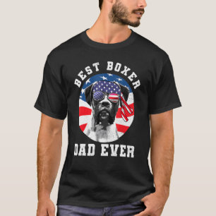 Mens Best Boxer Dog Dad Ever Dog American Flag T-Shirt