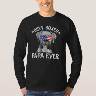 Mens Best Boxer Papa Ever American Flag Dog Dad 4t T-Shirt