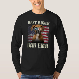Mens Best Boxer Sunglasses Dad Ever American Flag T-Shirt
