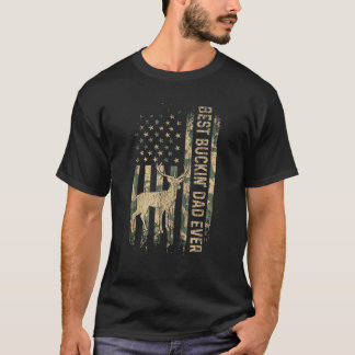 Mens Best Buckin Dad Ever American Flag Father s D T-Shirt