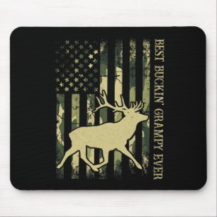 Mens Best Buckin' Grampy Ever Camo American Flag D Mouse Pad