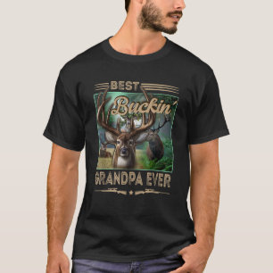 Mens Best Buckin Grandpa Ever Shirt Deer Hunting B