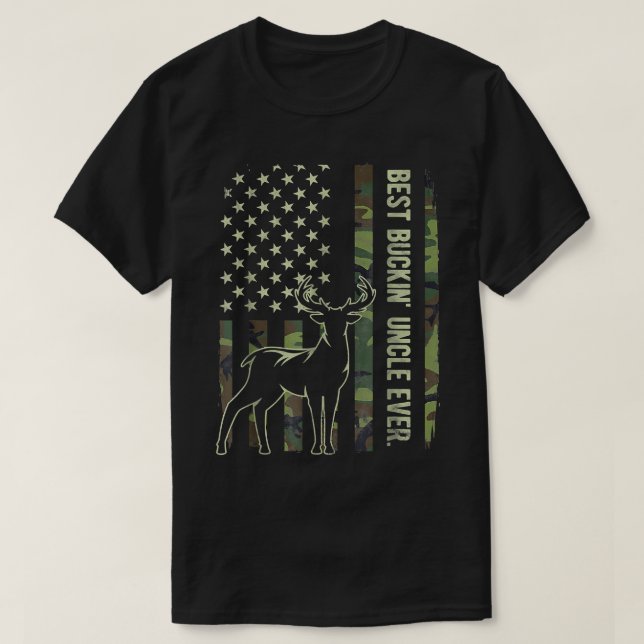 Mens Best Buckin' Uncle Ever Camo American Flag De T-Shirt (Design Front)