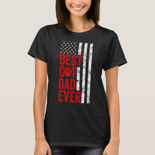 Mens Best Cat Dad Ever American Flag Cat Fathers T-Shirt