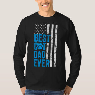 Mens Best Cat Dad Ever American Flag Cat   Fathers T-Shirt