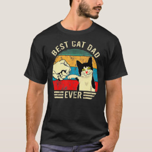 Mens Best Cat Dad Ever Bump Vintage Graphic T-Shirt