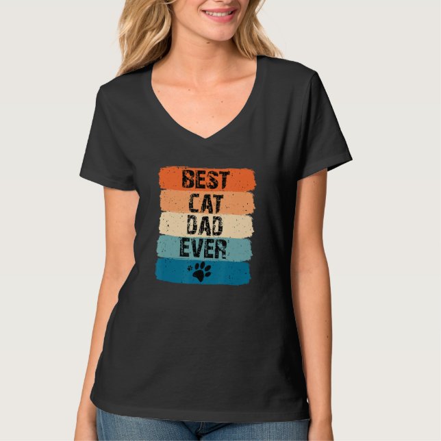 Men's Best Cat Dad Ever   Cat   T-Shirt (Front)