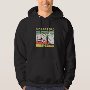 Mens Best Cat Dad Ever Cats Father Paws Hand Fist Hoodie