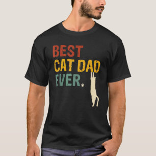 Mens Best Cat Dad Ever Fathers Day Retro Cat T-Shirt