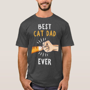Mens Best Cat Dad Ever Paw Fist Bump T-Shirt