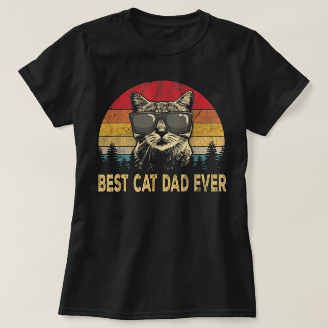 Mens Best Cat Dad Ever tshirt for dad on father da (Design Front)