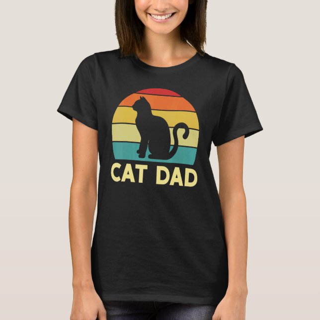 Mens Best Cat Dad Retro Father's Day  For Daddy Ca T-Shirt (Front)