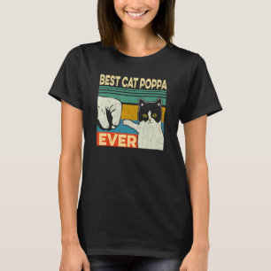 Mens Best Cat Poppa Ever   Cat Dad Fathers Day T-Shirt