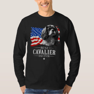 Mens Best Cavalier king Dad Ever American Flag Fat T-Shirt