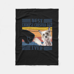 Mens Best Chinese Crested Dog Dad Ever Funny Dog Fleece Blanket
