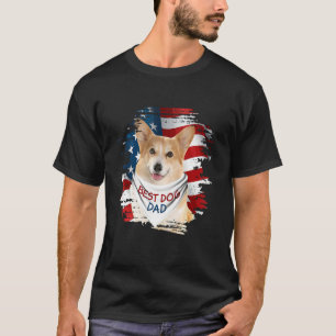Mens Best Corgi Dad Ever American Flag Dog Father T-Shirt