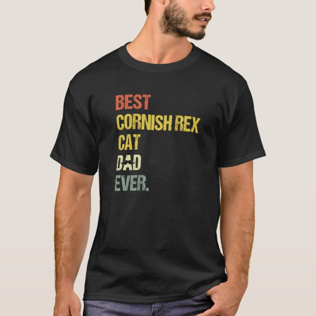 Mens Best Cornish Rex Cat Dad T-Shirt (Front)