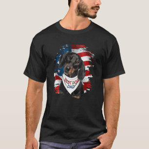 Mens Best Dachshund Dad Ever American Flag Dog Fat T-Shirt