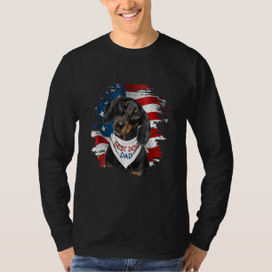 Mens Best Dachshund Dad Ever American Flag Dog Fat T-Shirt