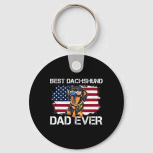 Mens Best Dachshund Dad Ever Patriotic Wiener Amer Key Ring