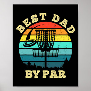 Mens Best Dad By Par Disc Golf Funny Frisbee Golfe Poster