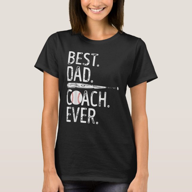 Mens Best Dad Coach Ever Baseball Patriotic For Fa T-Shirt (Front)