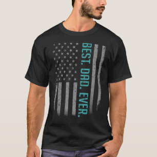 Mens Best Dad Ever American Dad Flag   For Fathers T-Shirt