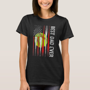 Mens Best Dad Ever American Flag Coach Softball Da T-Shirt