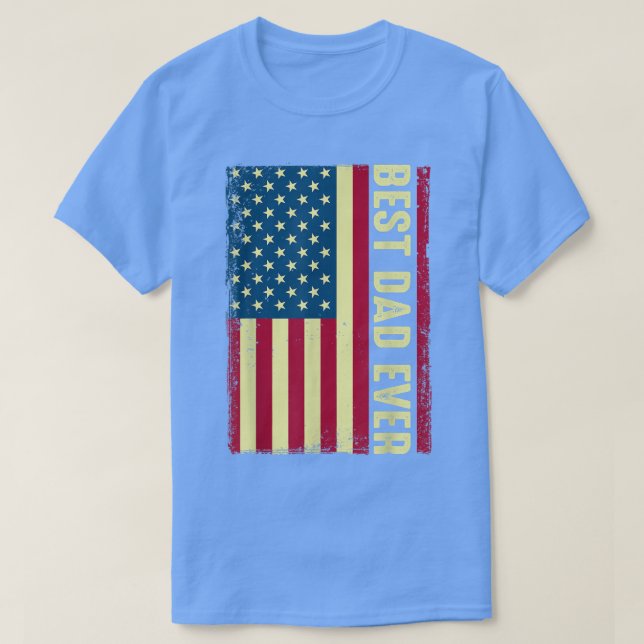 Mens Best Dad Ever Fathers Day American Flag Papa  T-Shirt (Design Front)