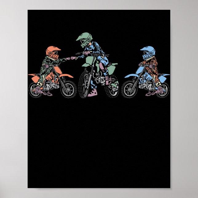 Mens Best Dad Ever Motorcross Dirtbike Enduro Poster (Front)