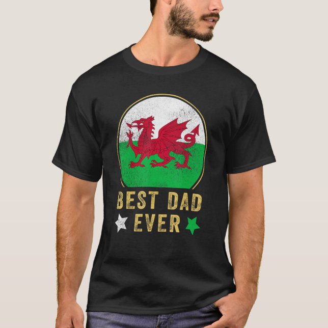Mens Best Dad Ever Welsh Father Country Wales Flag T-Shirt (Front)
