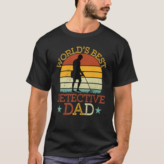 Mens Best Detective Dad  Retro Metal Detecting Det T-Shirt (Front)