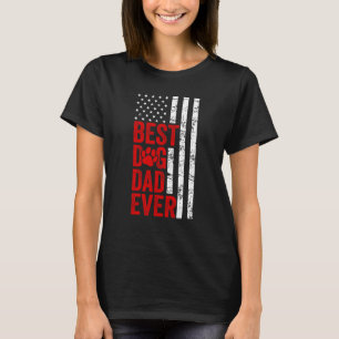 Mens Best Dog Dad Ever American Flag Dog   Fathers T-Shirt