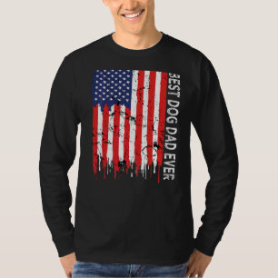 Mens Best Dog Dad Ever American Flag Vintage Fathe T-Shirt