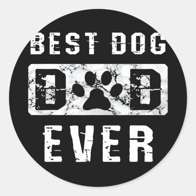 Mens Best Dog Dad Ever American Patriotic Puppy Classic Round Sticker (Front)