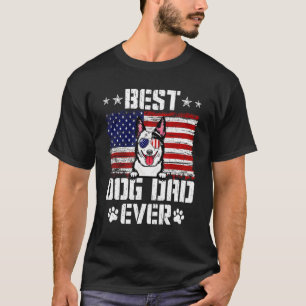 Mens Best Dog Dad Ever Australian Cattle Usa Flag T-Shirt