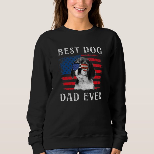 Mens Best Dog Dad Ever Beagle American Flag 4th Of Sweatshirt (Front)
